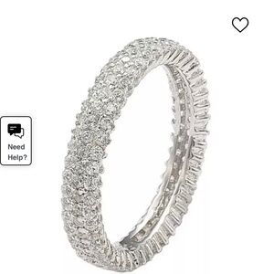 Suzy Levian Sterling Silver Micro-Pave White Cubic Zirconia Eternity Band Ring
